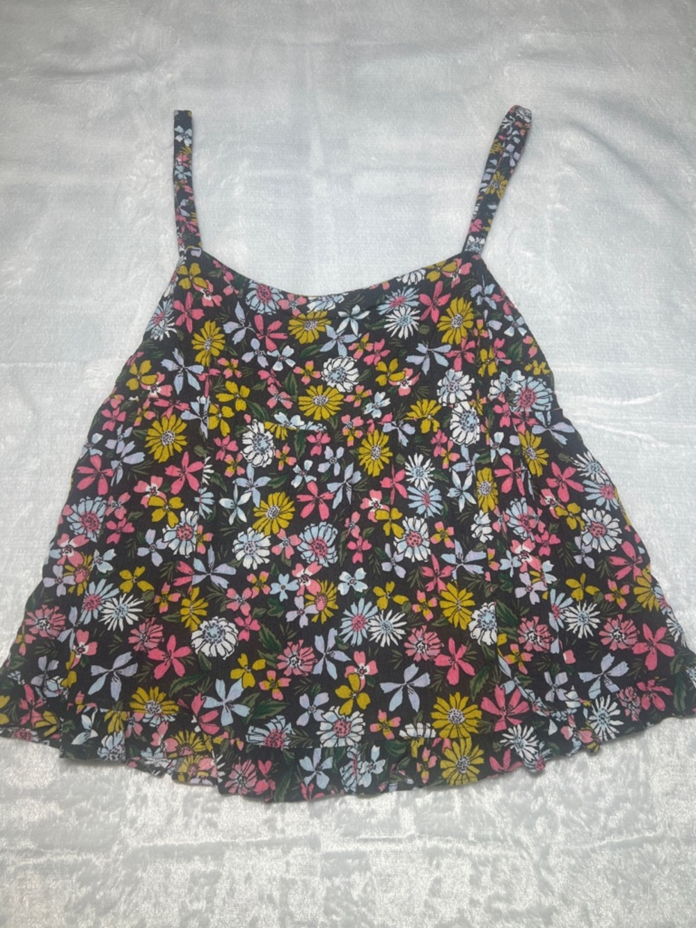 Volcom True To This Green Pink White Yellow Floral top